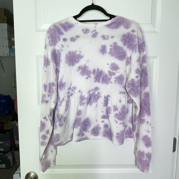 Nordstrom BP Purple Orchid Tie-Dye Lightweight Babydoll Sweatshirt Top Womens XS - Picture 7 of 7